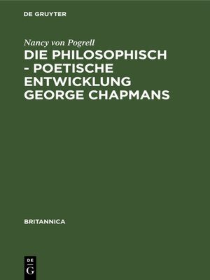 cover image of Die philosophisch--poetische Entwicklung George Chapmans